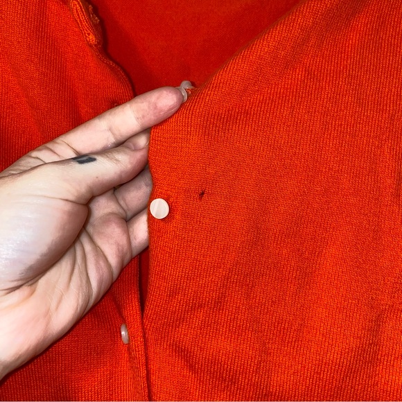 Lord & Taylor Vibrant Orange Button Up Cardigan - Picture 7 of 7